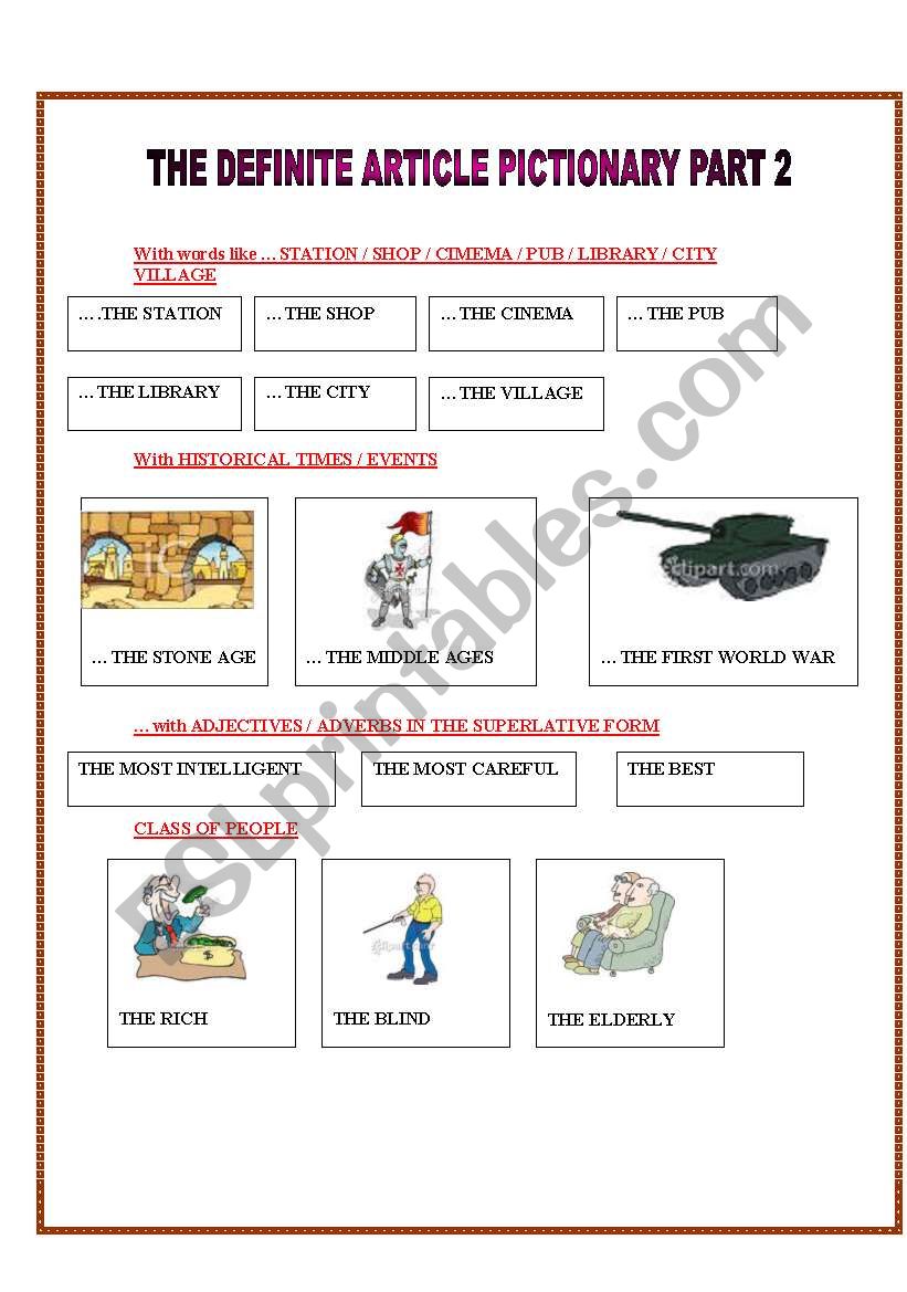 THE DEFINITE ARTICLE PICTIONARY 2/3