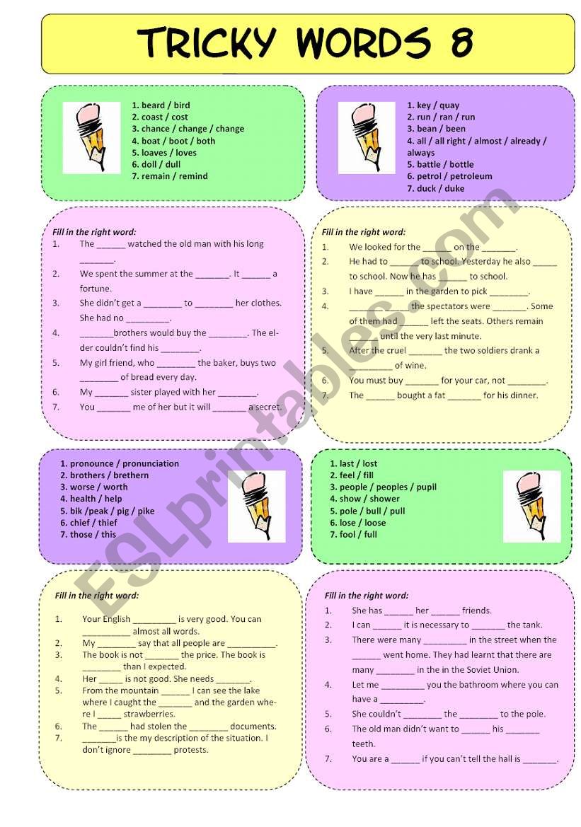 Tricky Words 8 worksheet