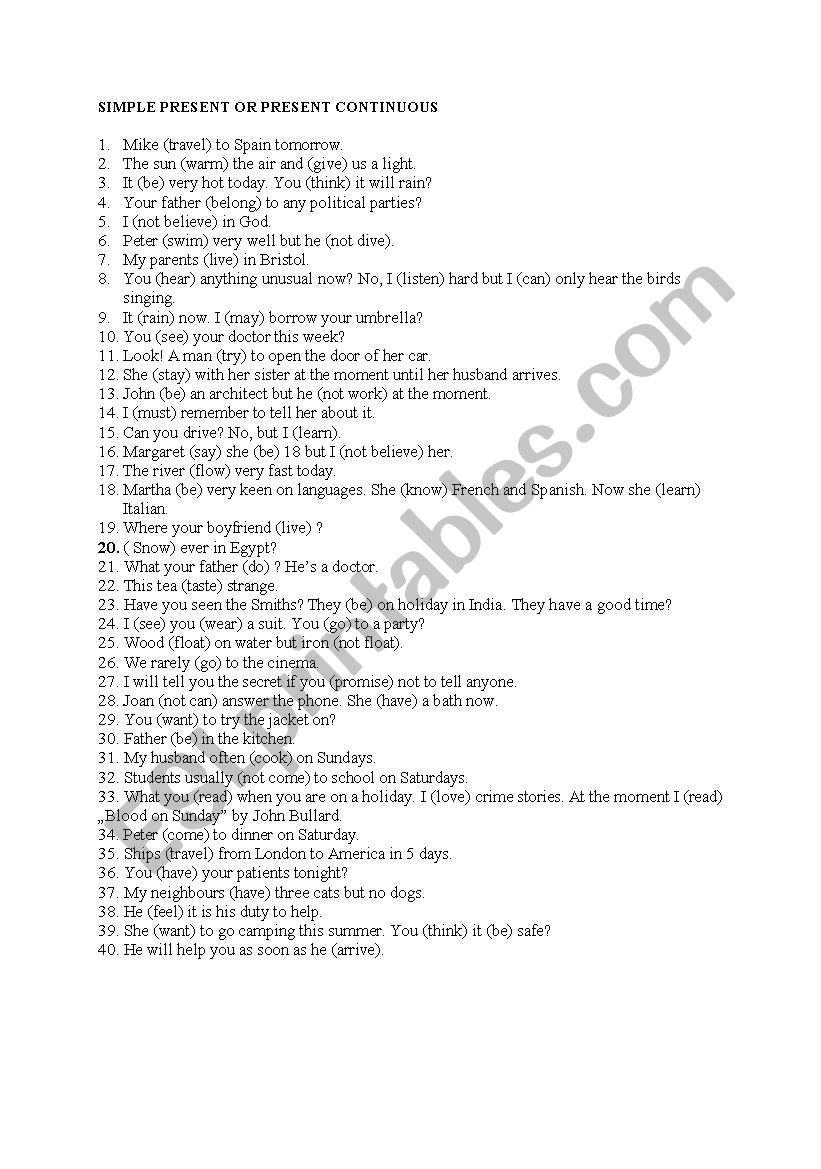 SIMPLE PRESENT OR PRESENT CONTINUOUS