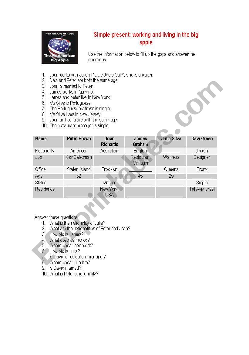 Simple Present worksheet