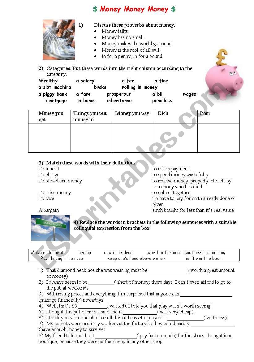 Money Money Money worksheet