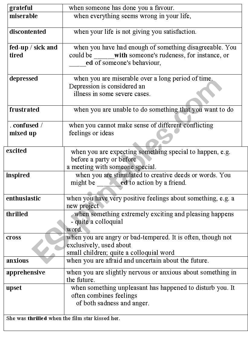 Emotions  worksheet