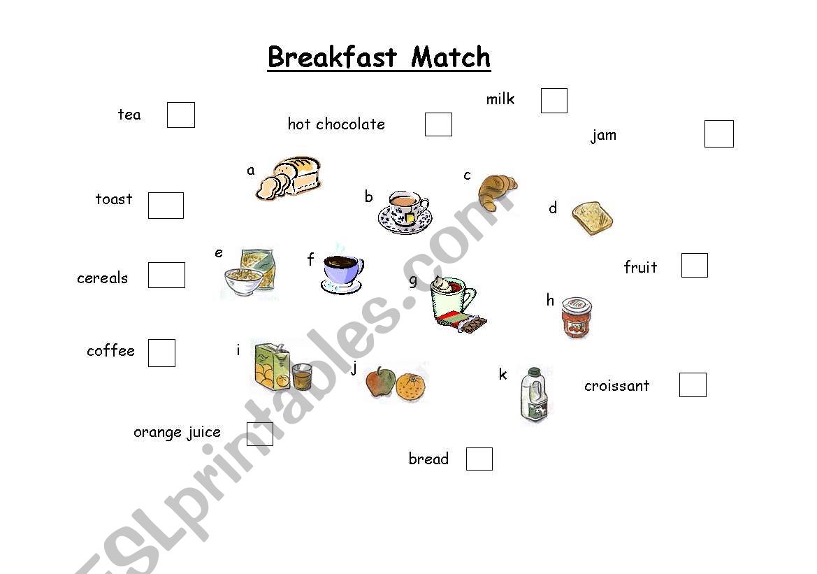 BREAKFAST MATCH worksheet