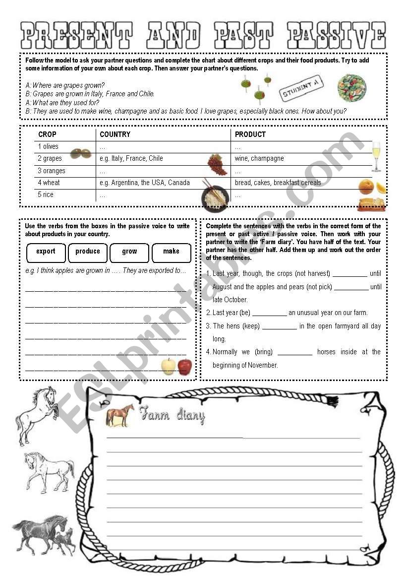 Present and past passive (pair work activity)