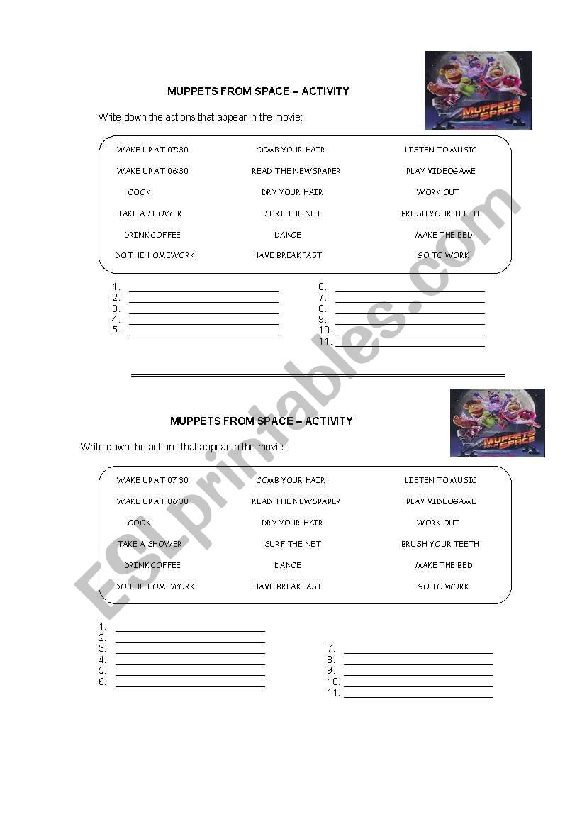 MUPPETS FROM SPACE worksheet