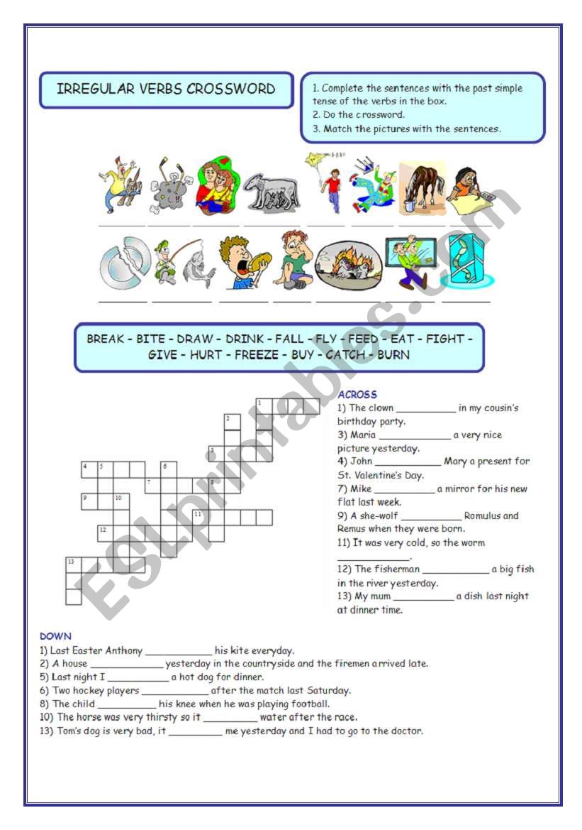 PAST SIMPLE CROSSWORD worksheet