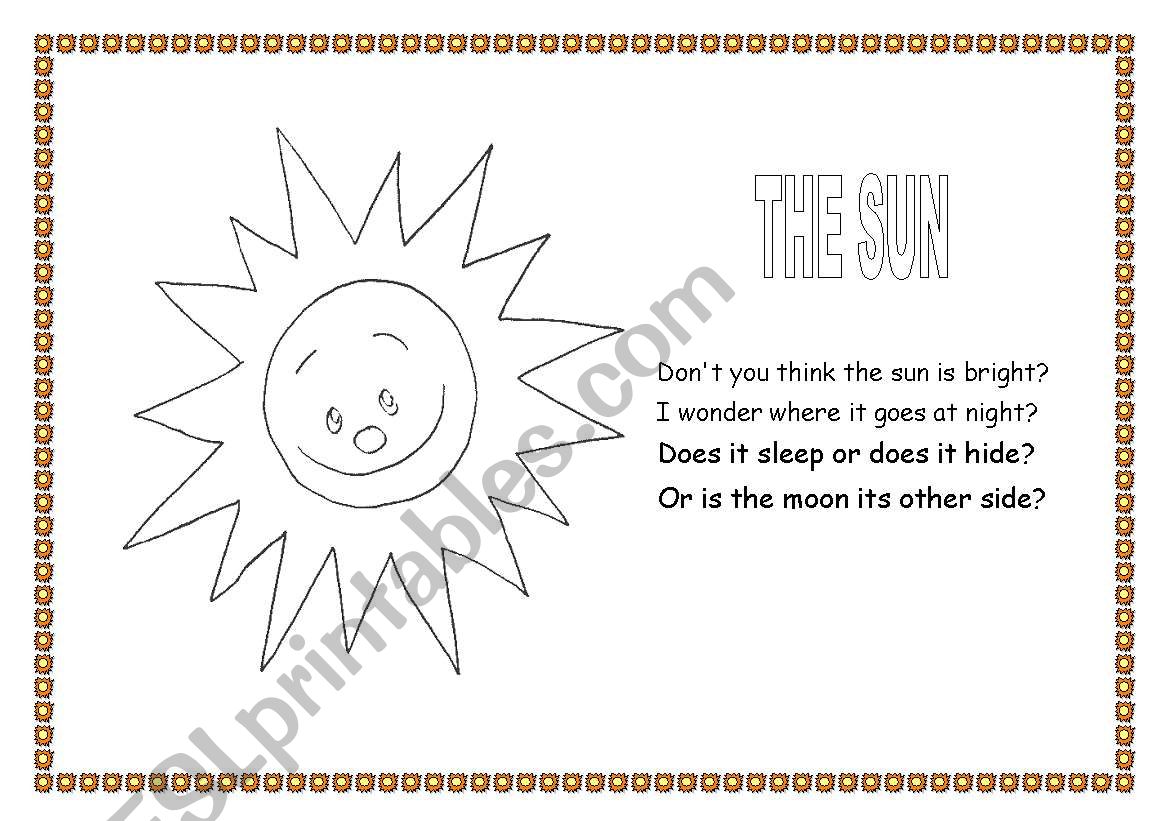 THE SUN worksheet