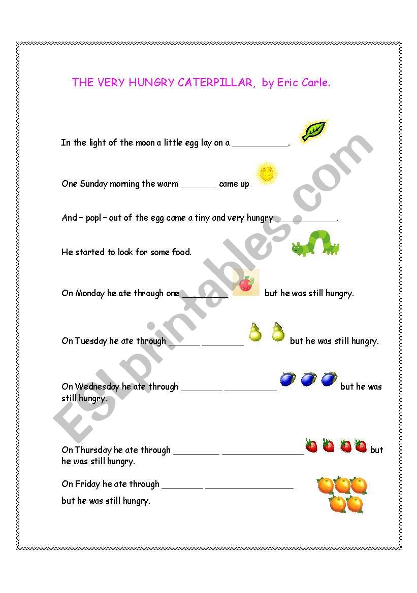 The Very Hungry Caterpillar Fill-in-the-gaps story (1of 2)