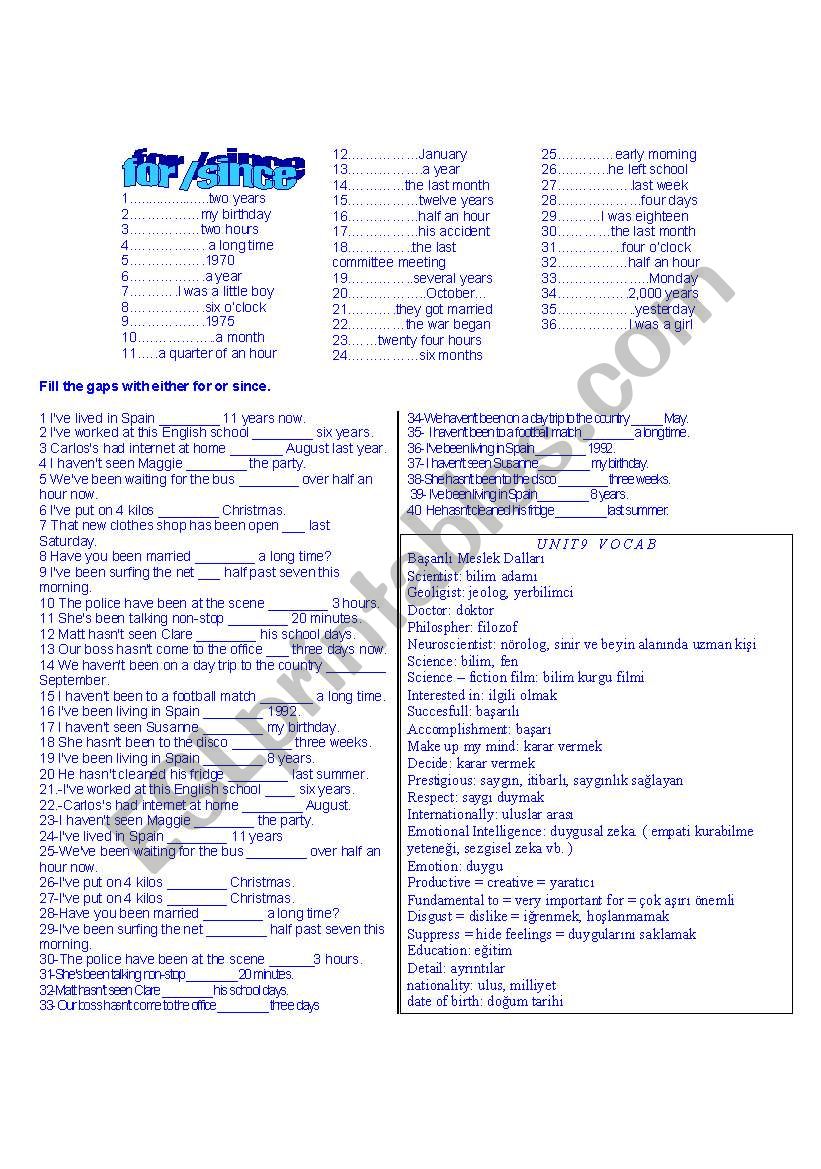 spot on 9th unit worksheet