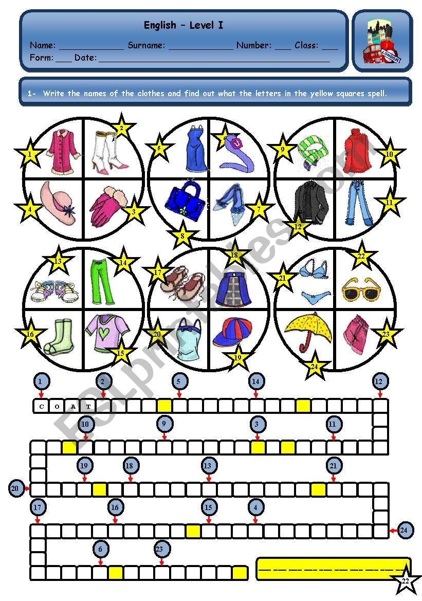 CLOTHES PUZZLE worksheet