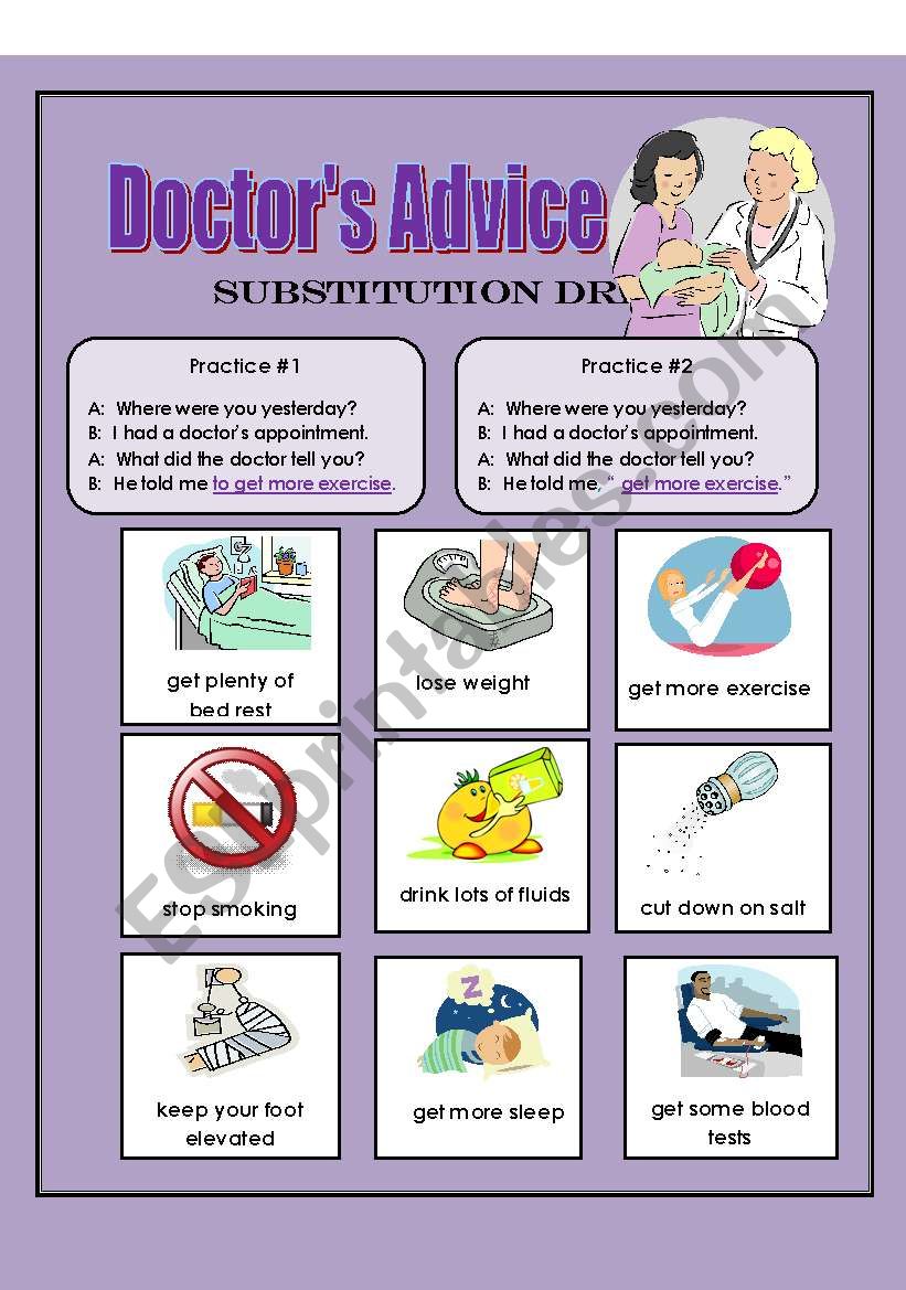 DoctrorÂ´s Advice  (Direct and Reported Speech)