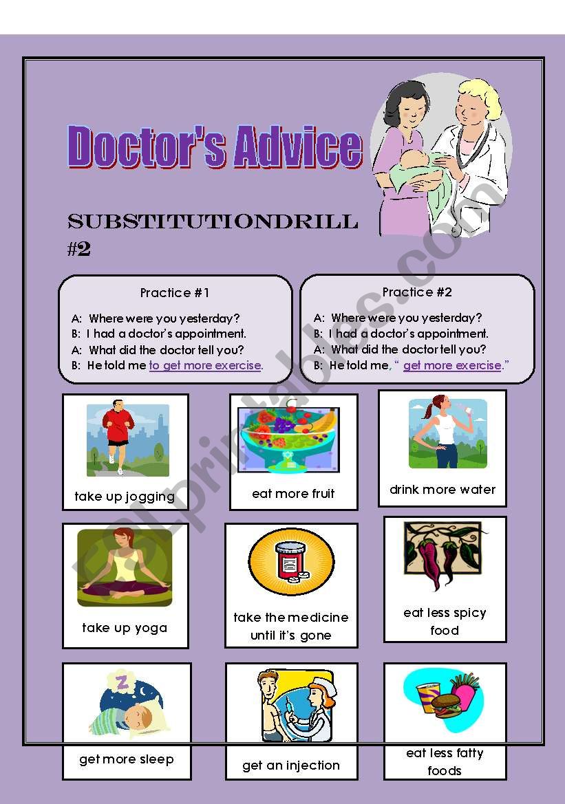 Doctor´s Advice 2 Esl Worksheet By Nalawood