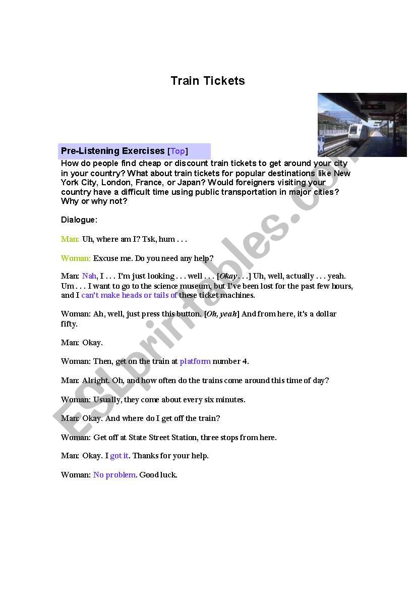 Train Ticket worksheet