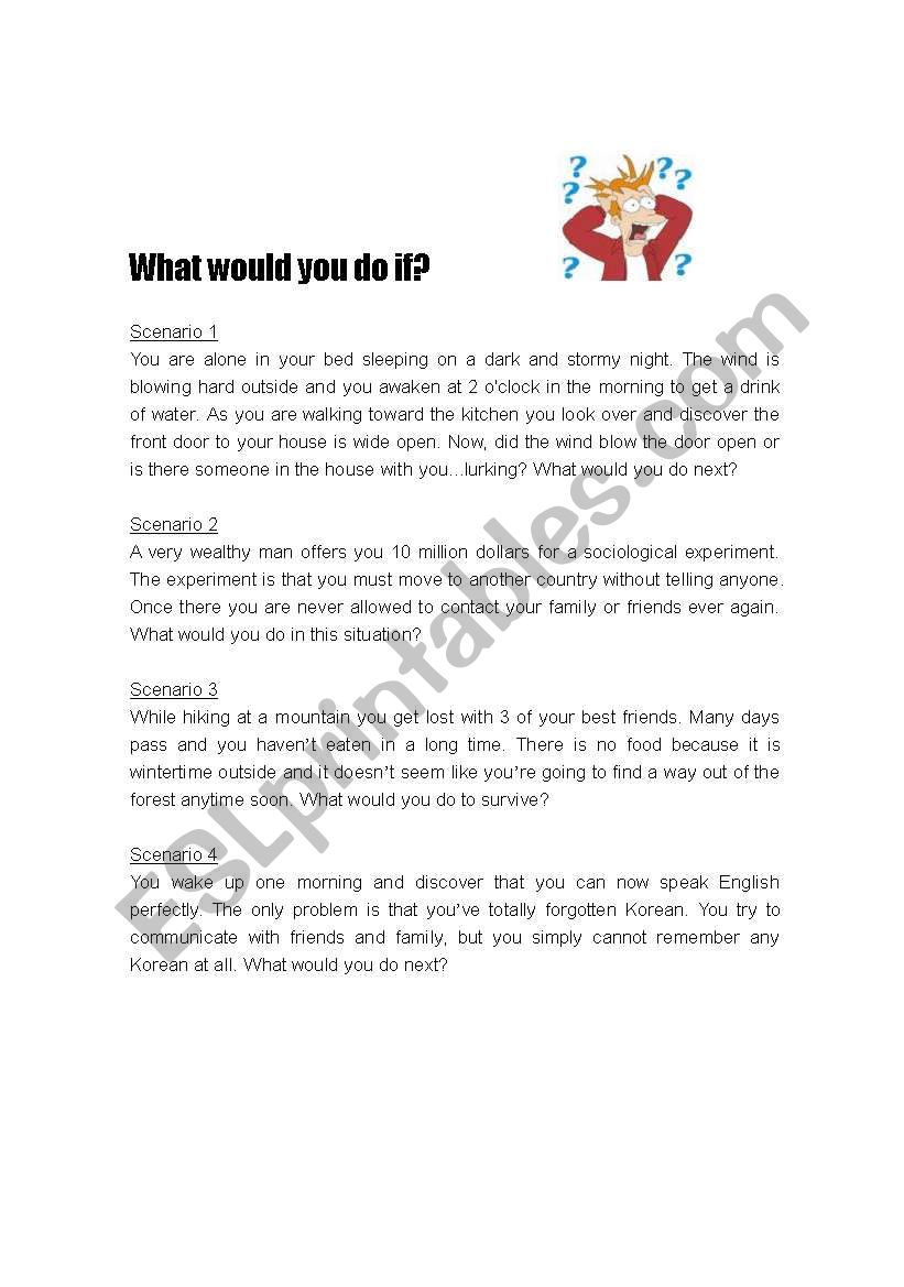 What would you do if... worksheet