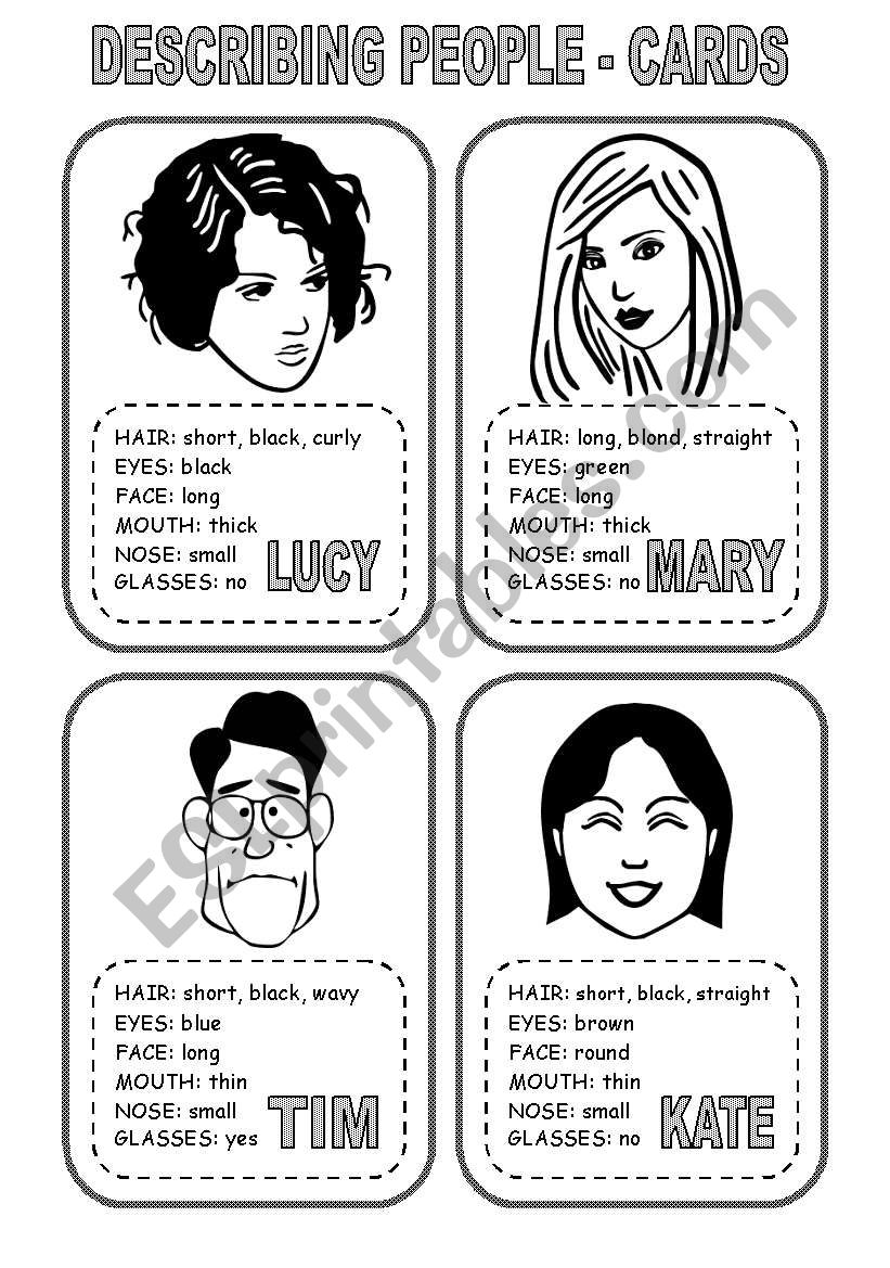 DESCRIBING PEOPLE (1) CARDS worksheet