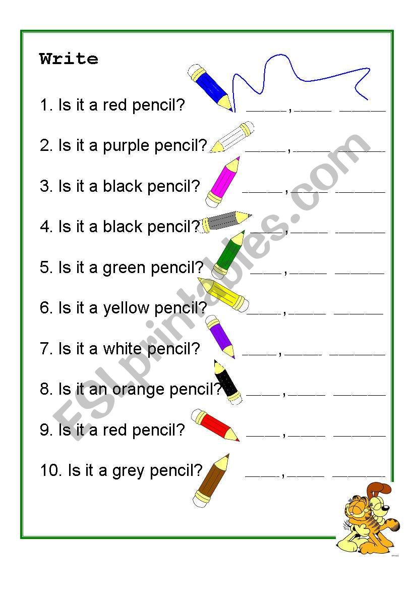 Colours worksheet