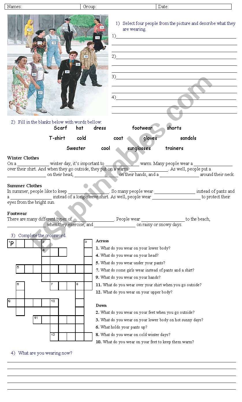 clothes worksheet