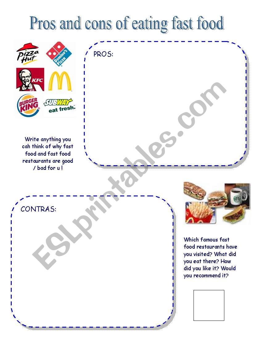 fast food discussion worksheet
