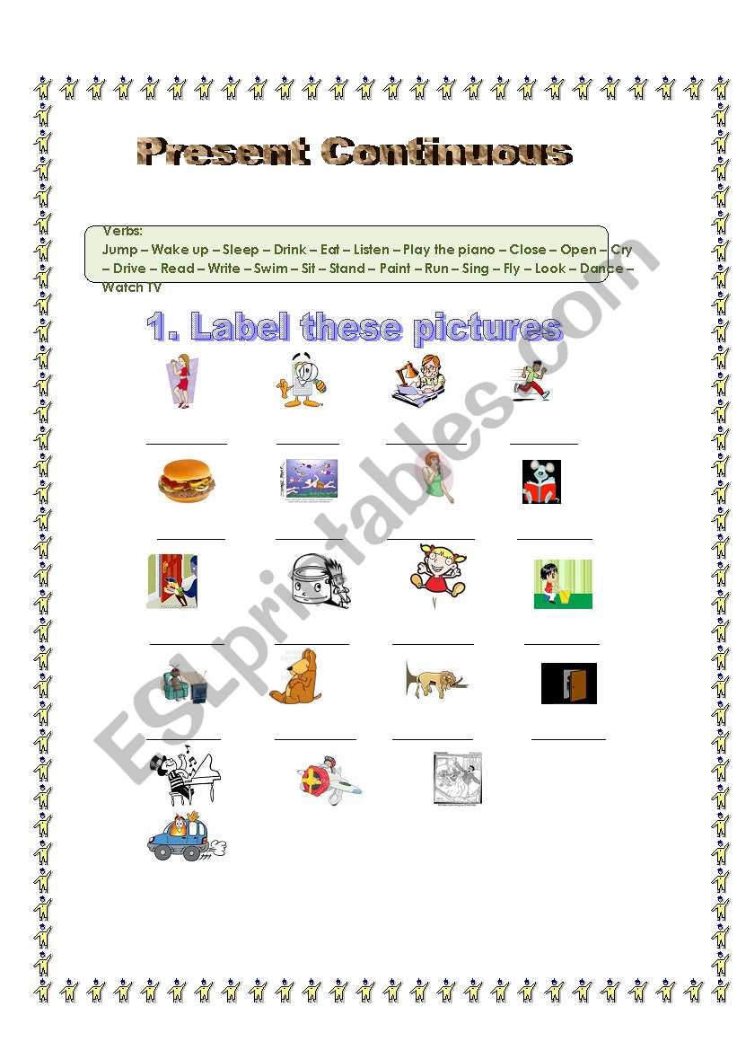 Present continuous 1/2 worksheet
