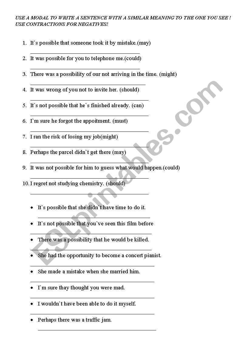 Modal Perfect worksheet