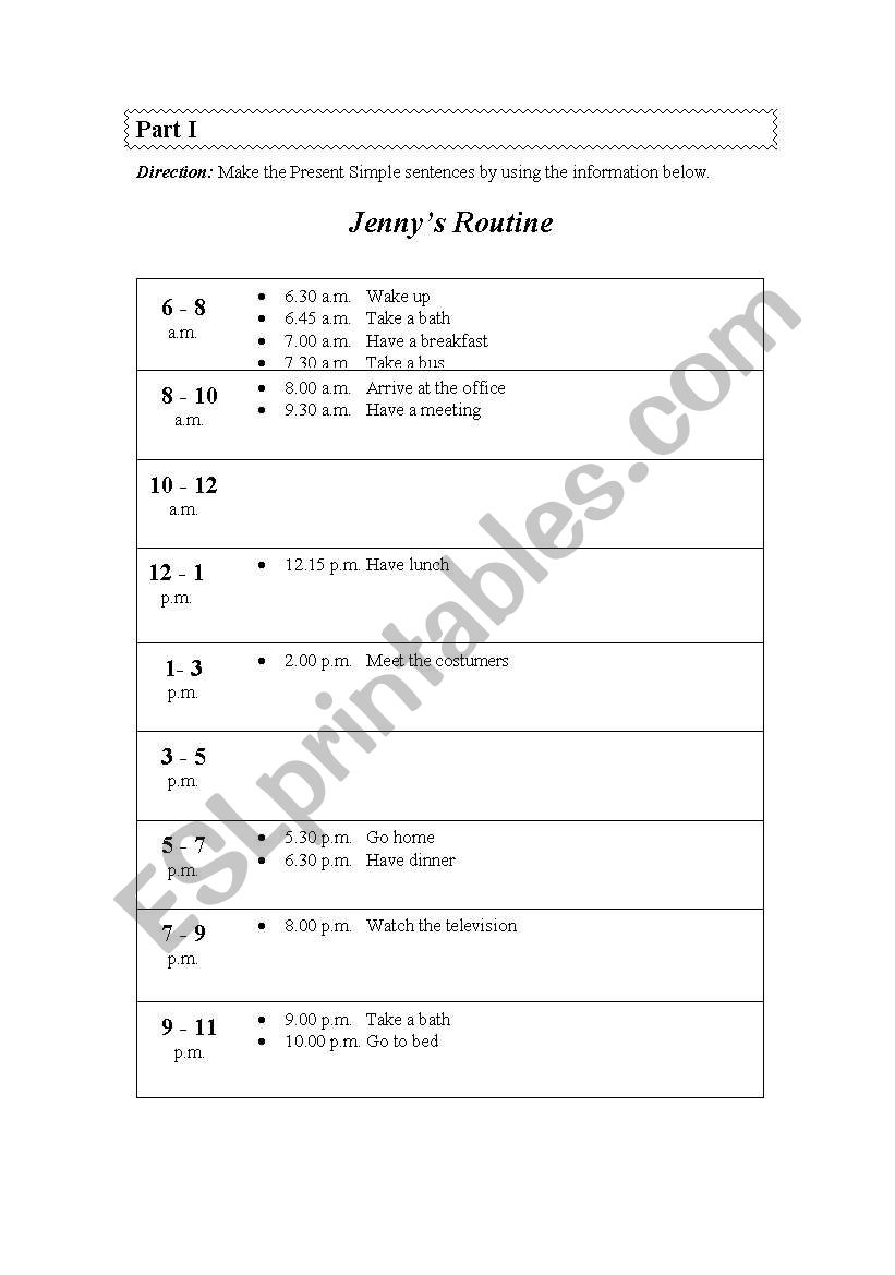 Routine - Simple Present worksheet