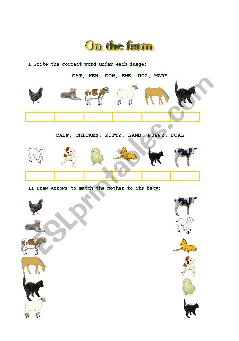 animals and their babies worksheet