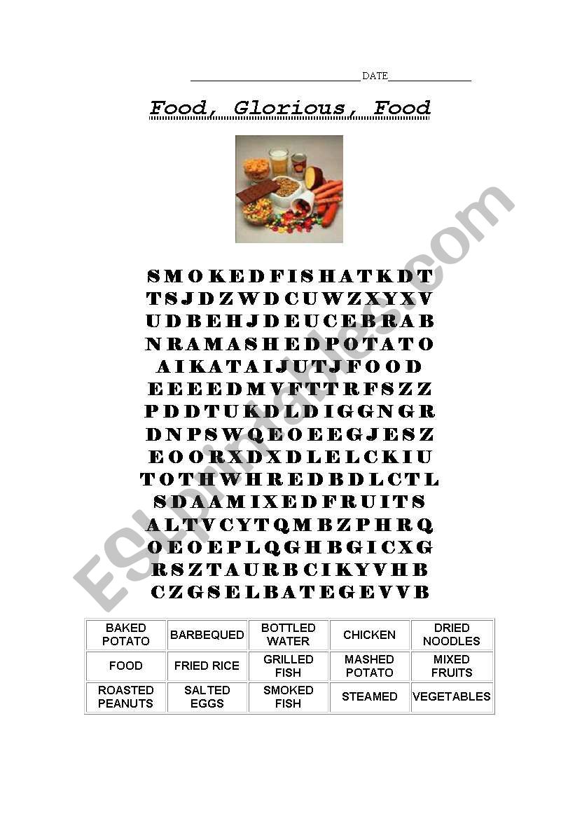  Wordsearch - Food worksheet