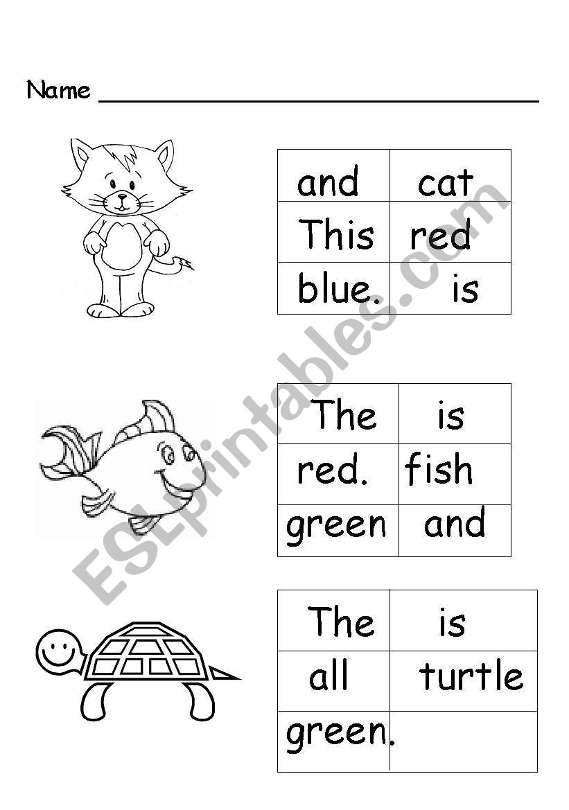 sentence jigsaw worksheet