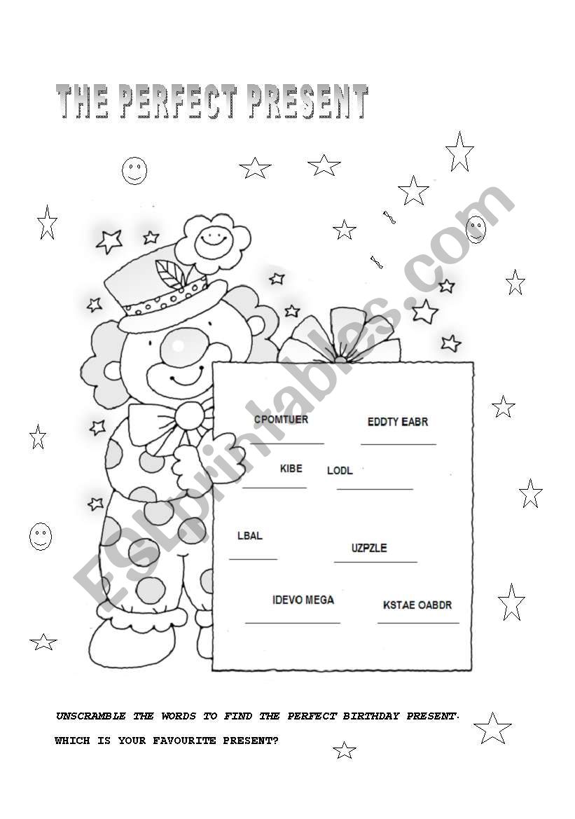 the perfect present worksheet