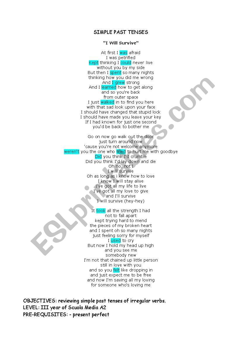 Gloria Gaynor worksheet
