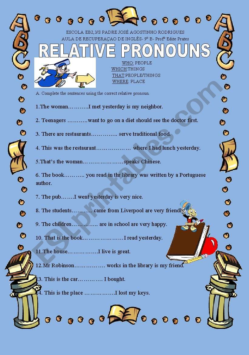 relative pronouns worksheet