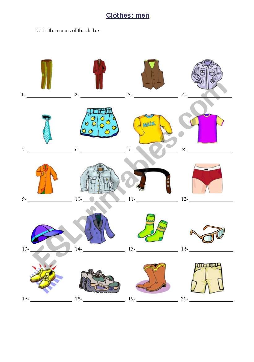 CLOTHES worksheet