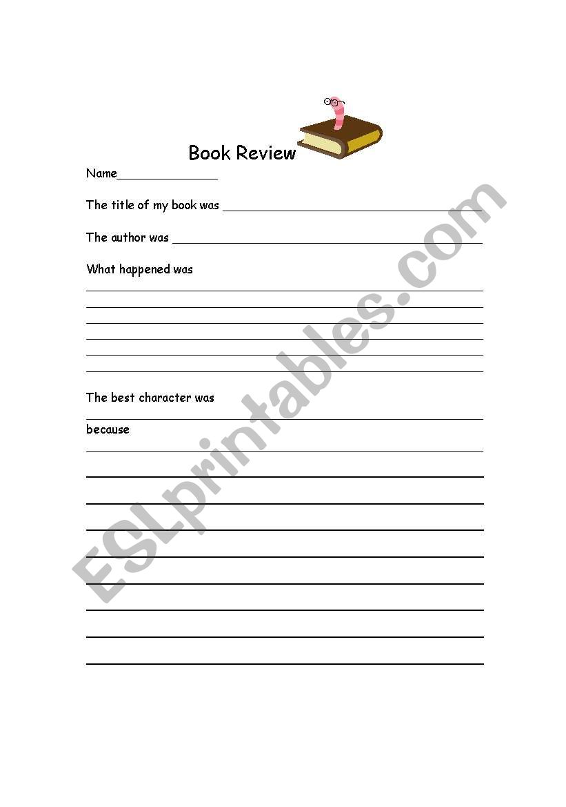 Book Review Template worksheet