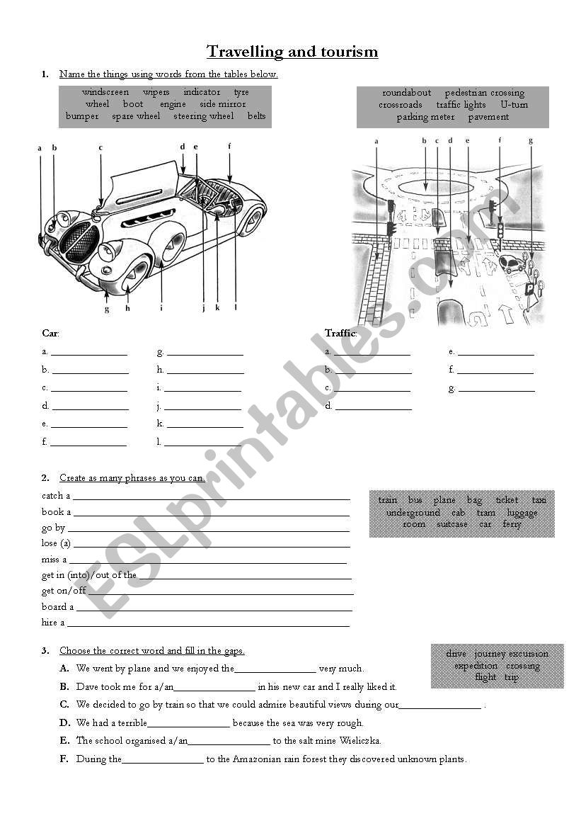 Travelling worksheet