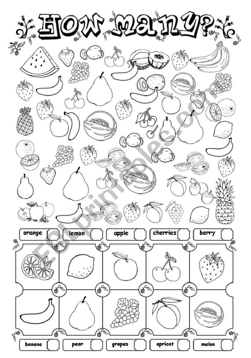 How many? (fruit) worksheet