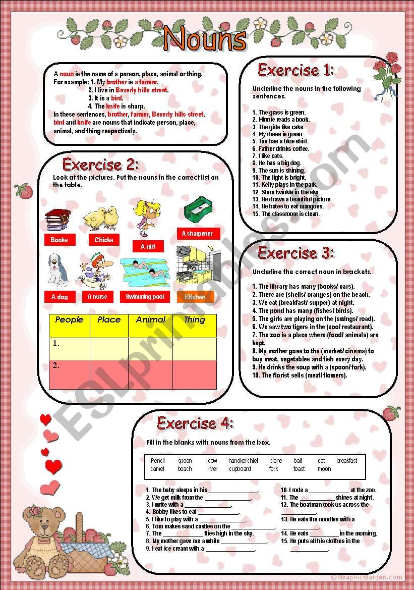 Nouns worksheet