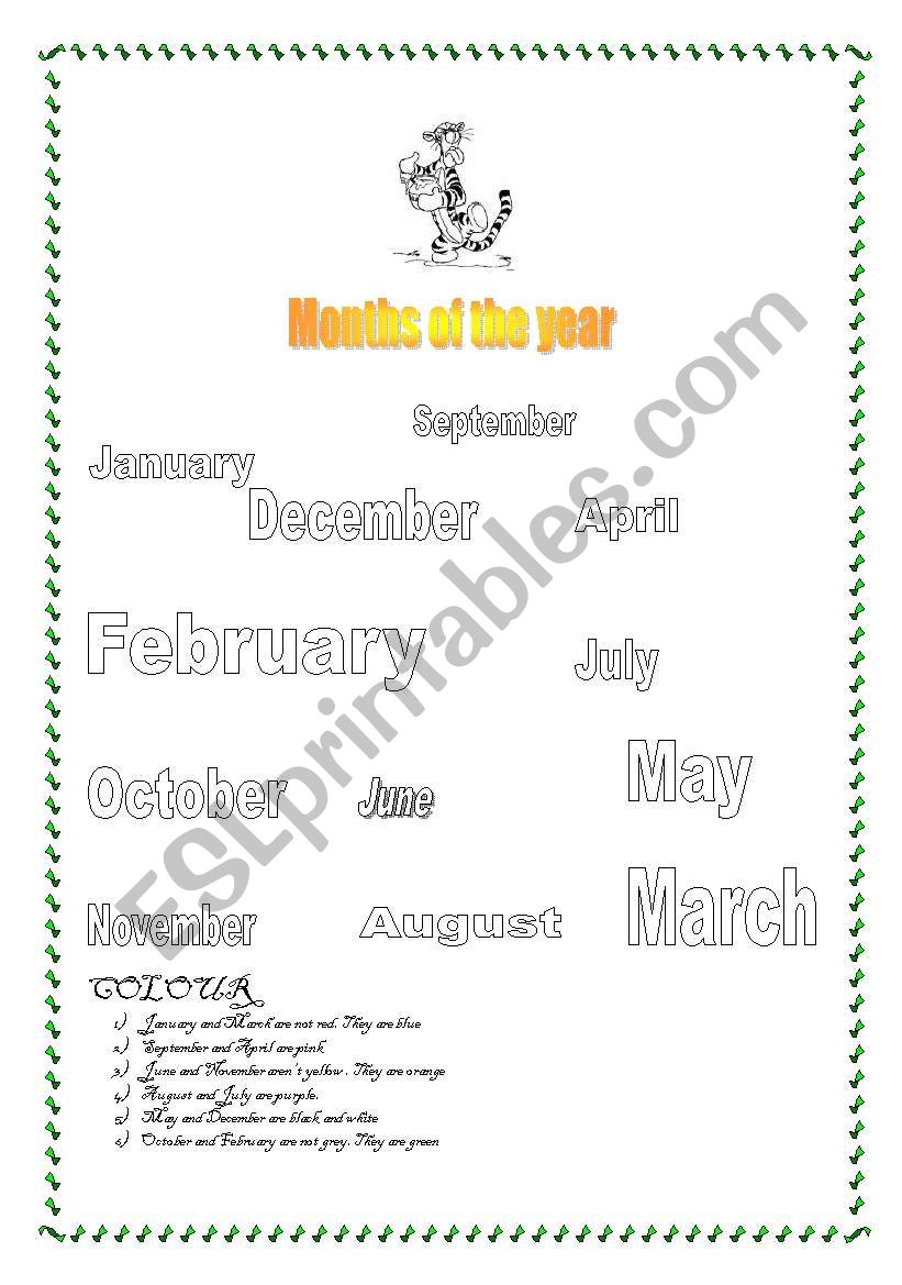 MONTHS OF THE YEAR worksheet