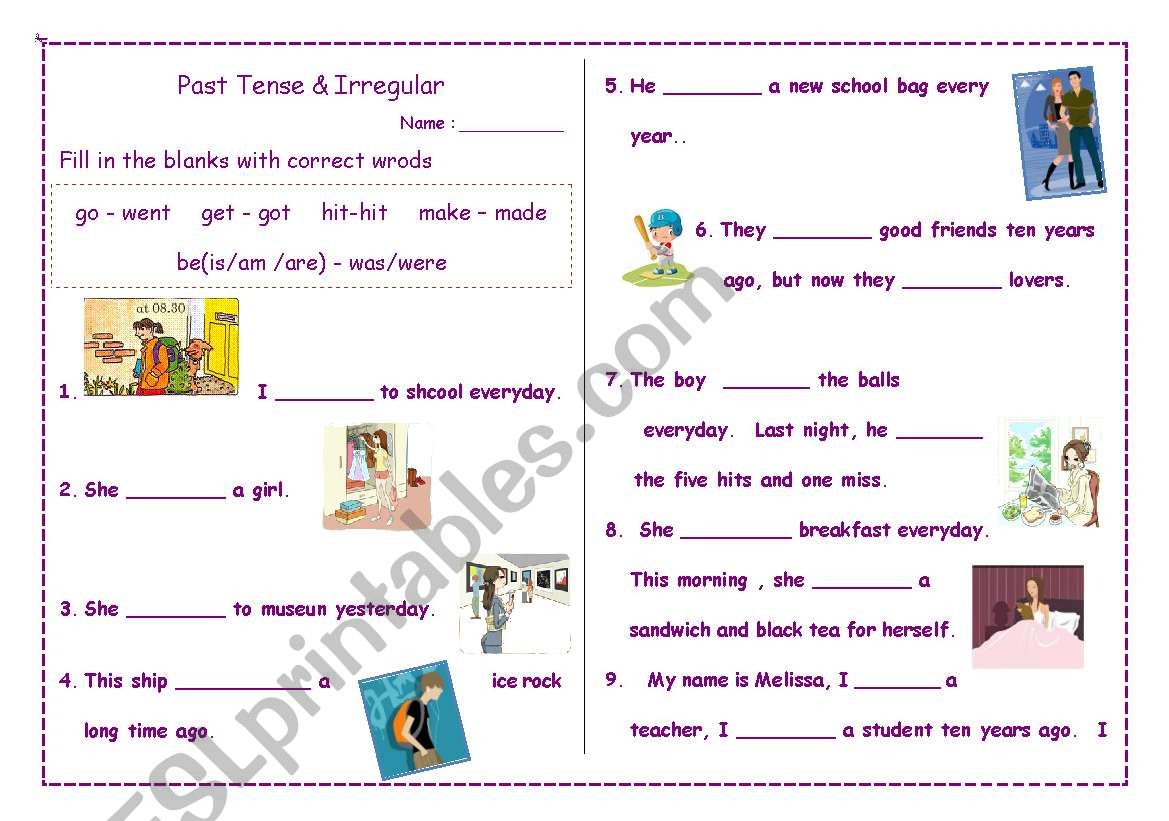 Past & Irregular worksheet