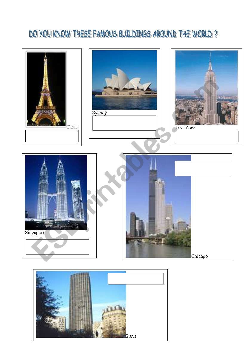 Towers of the world worksheet