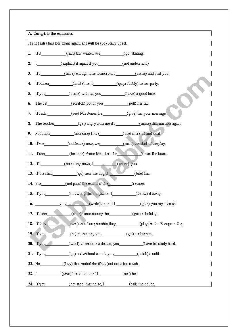 CONDITIONALS TYPE 1 worksheet