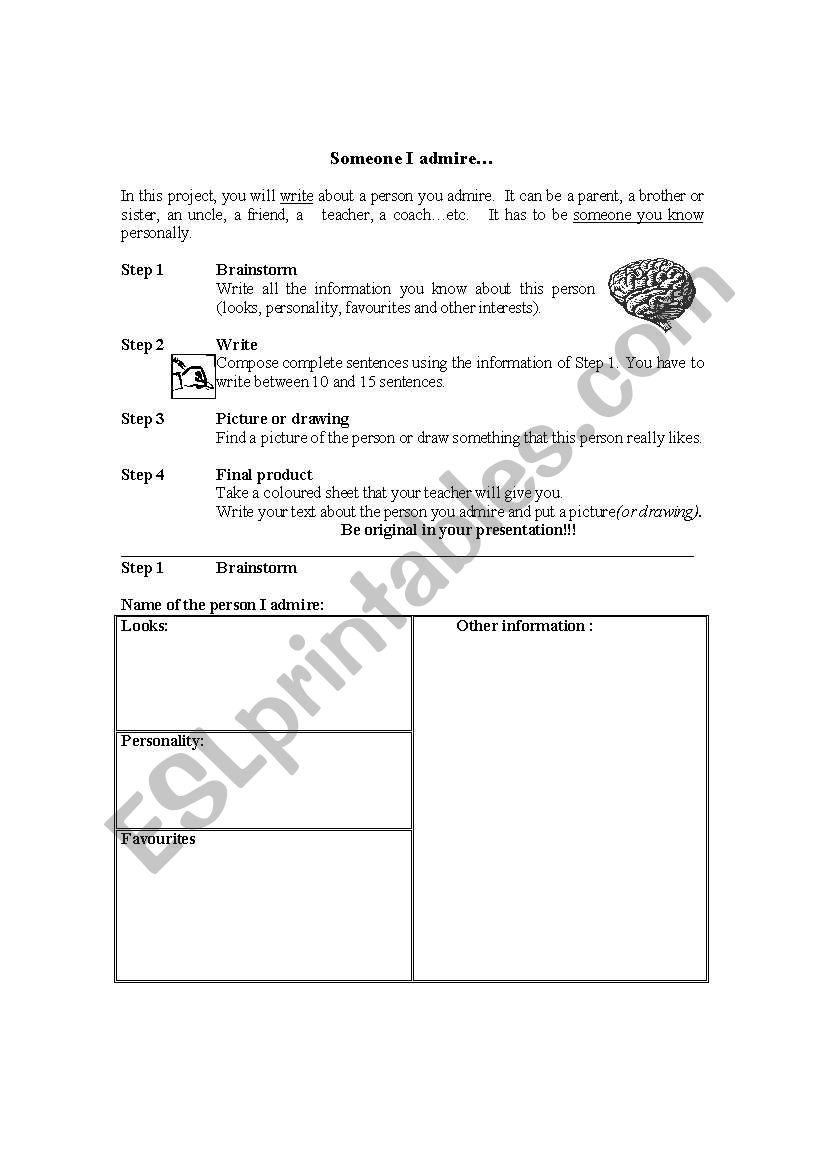 Someone I admire worksheet