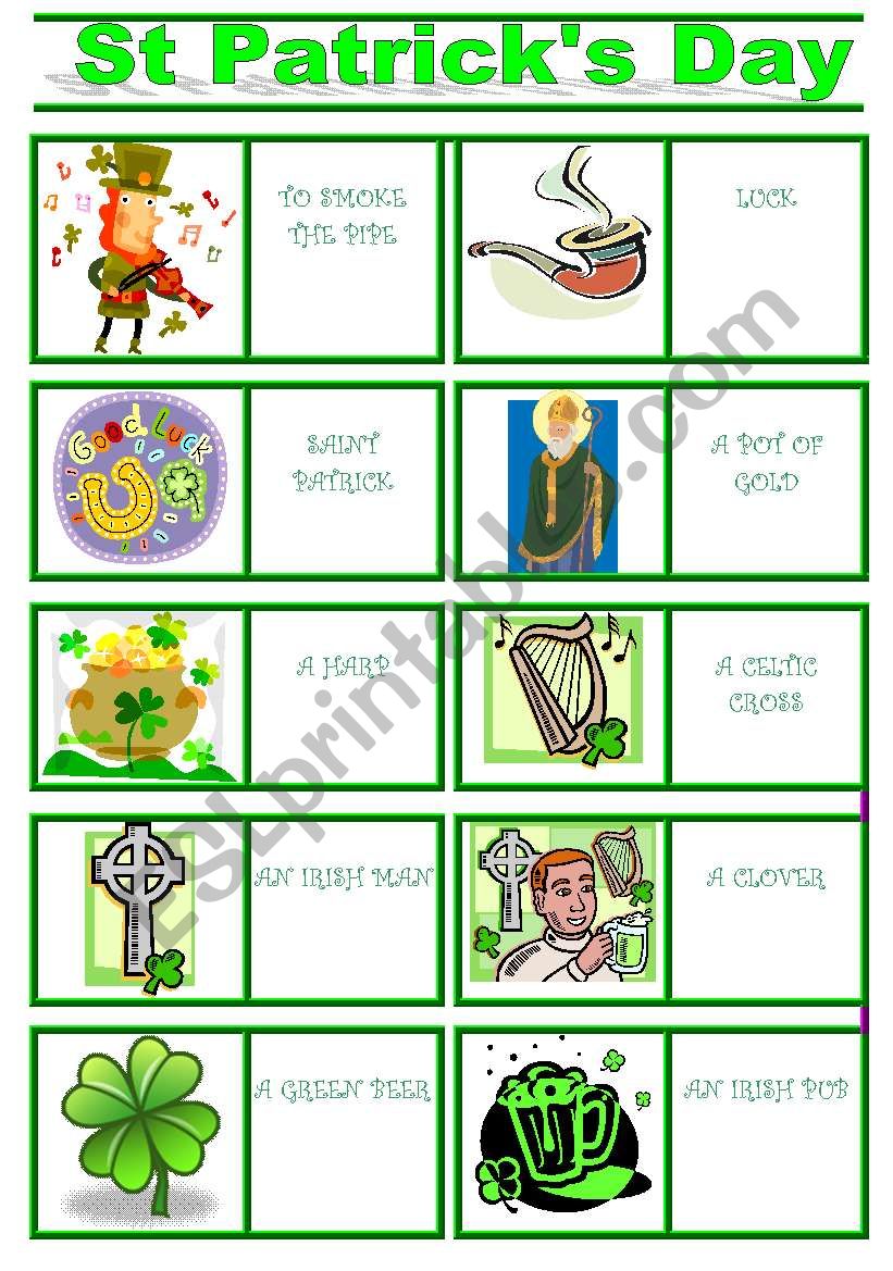 Saint-Patrick !!! domino 2/3 worksheet