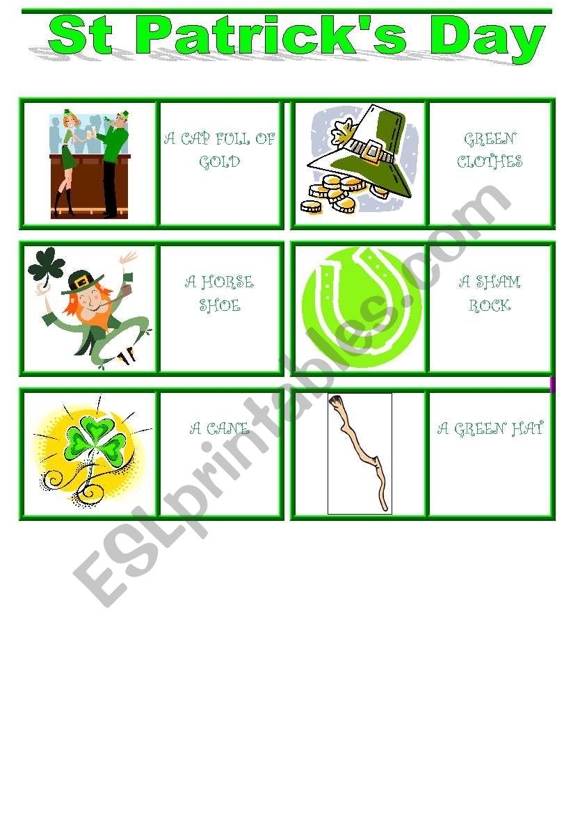 Saint-Patrick !!! domino 3/3 worksheet