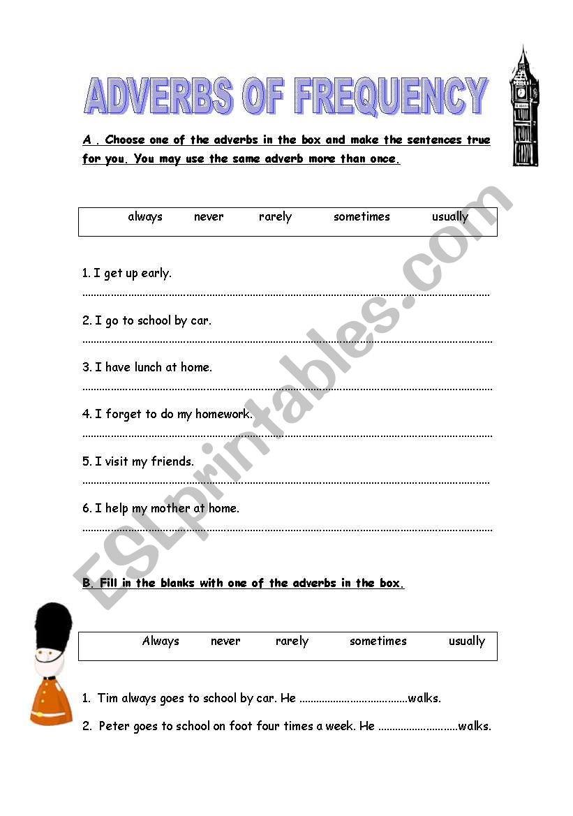 Adverbs of frequency worksheet