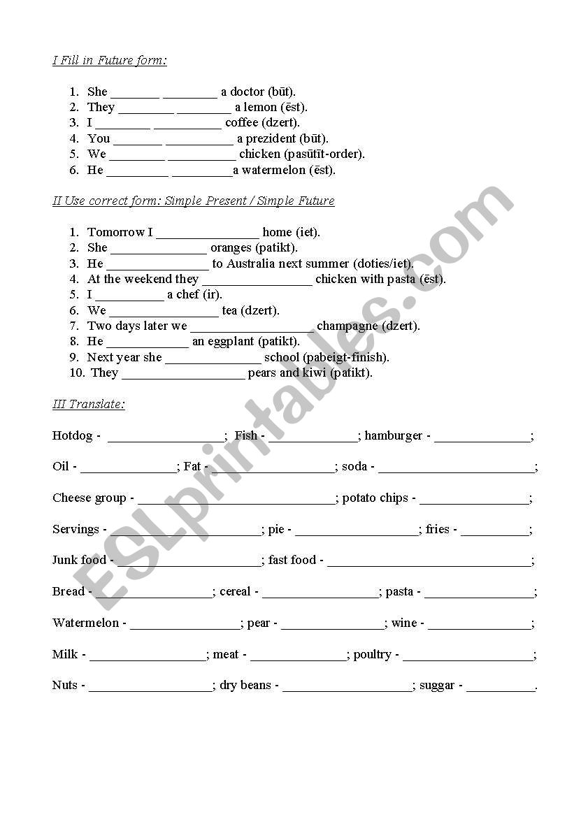 future form worksheet