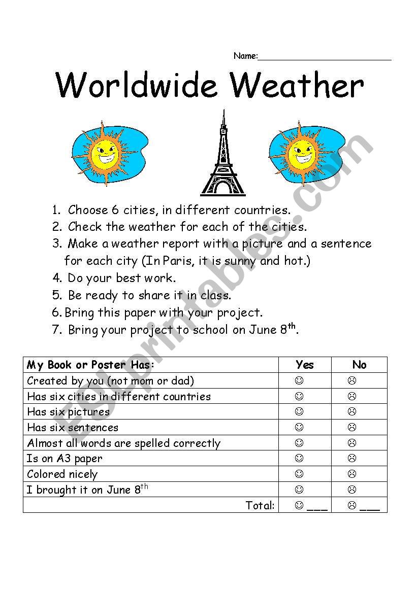 Worldwide Weather Project worksheet
