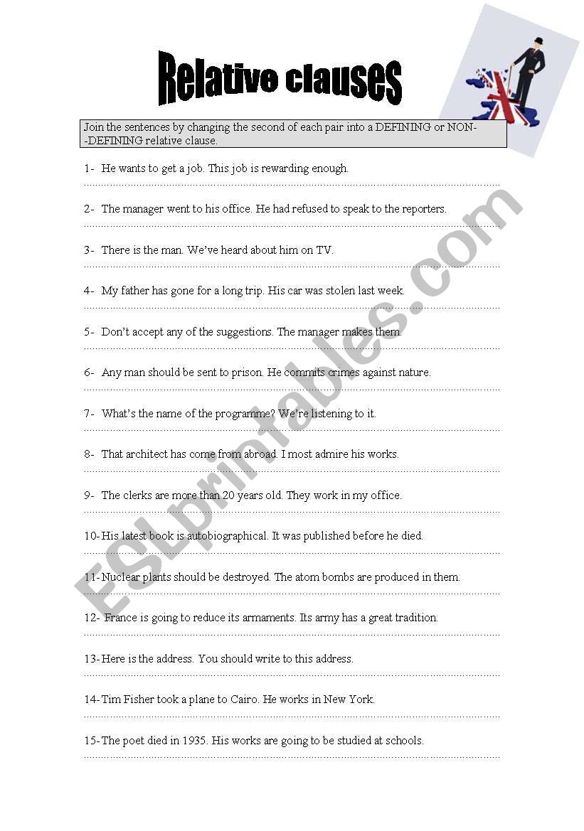 Relative clauses worksheet