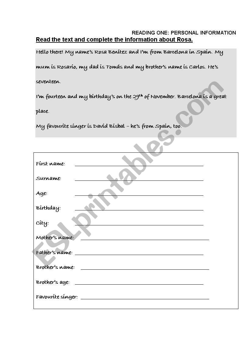 READINGS+WRITINGS worksheet