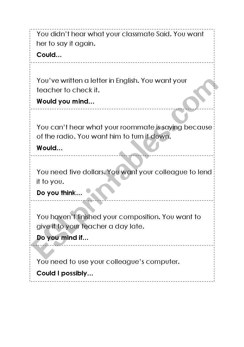 Polite Requests worksheet