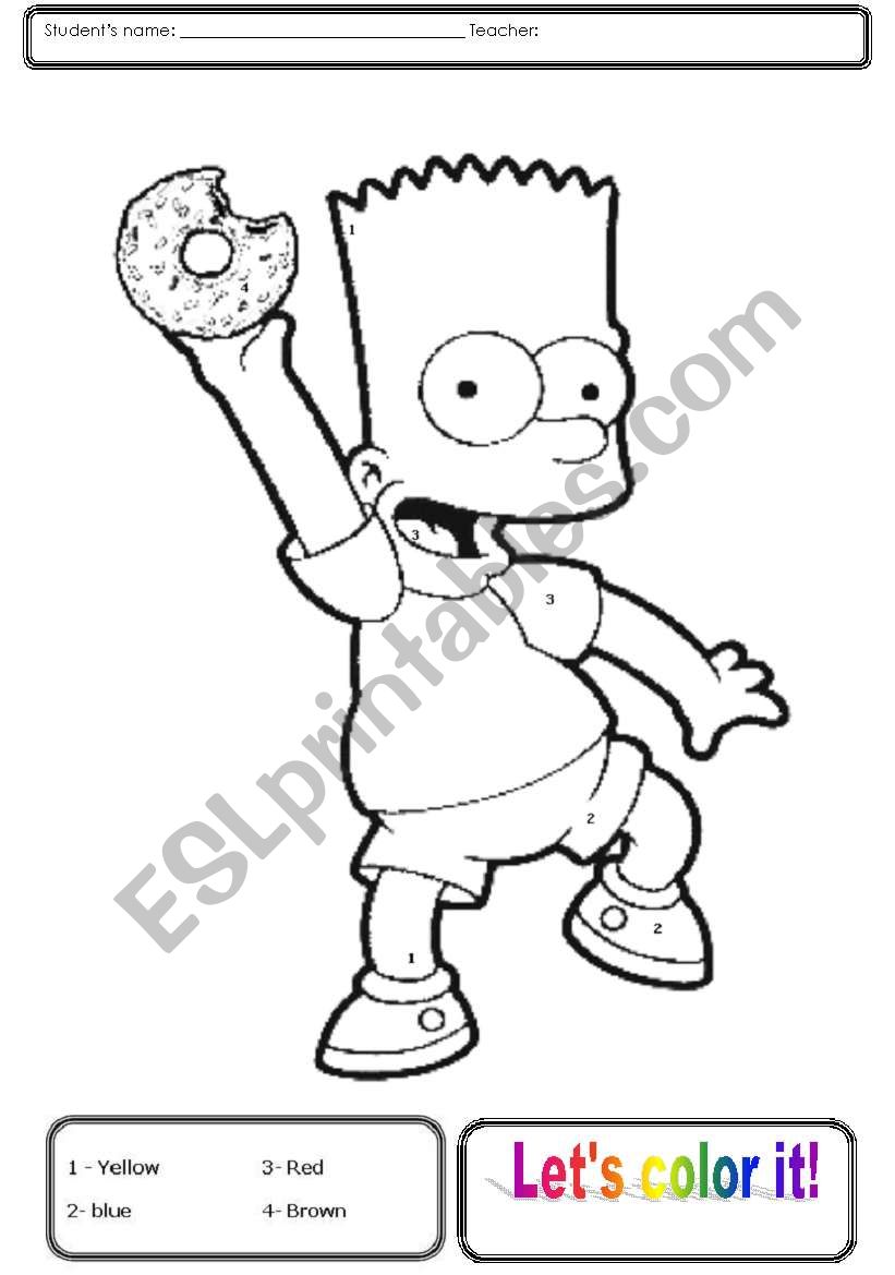 Bart Simpson worksheet